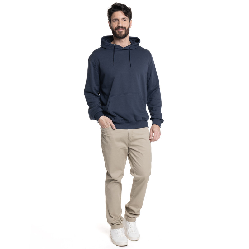 POLERON HOMBRE HOODIE PUÑOS Y CINTURA PRETINA | AZUL MARINO - 4
