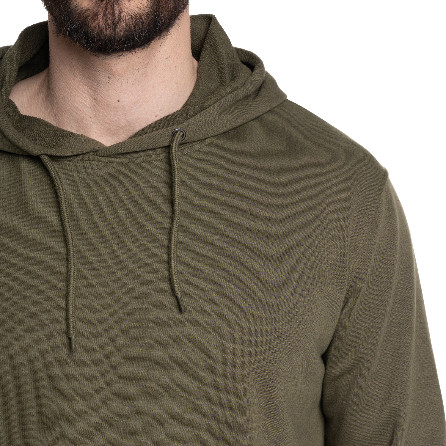 POLERON HOMBRE HOODIE PUÑOS Y CINTURA PRETINA | OLIVA CLARO - 3