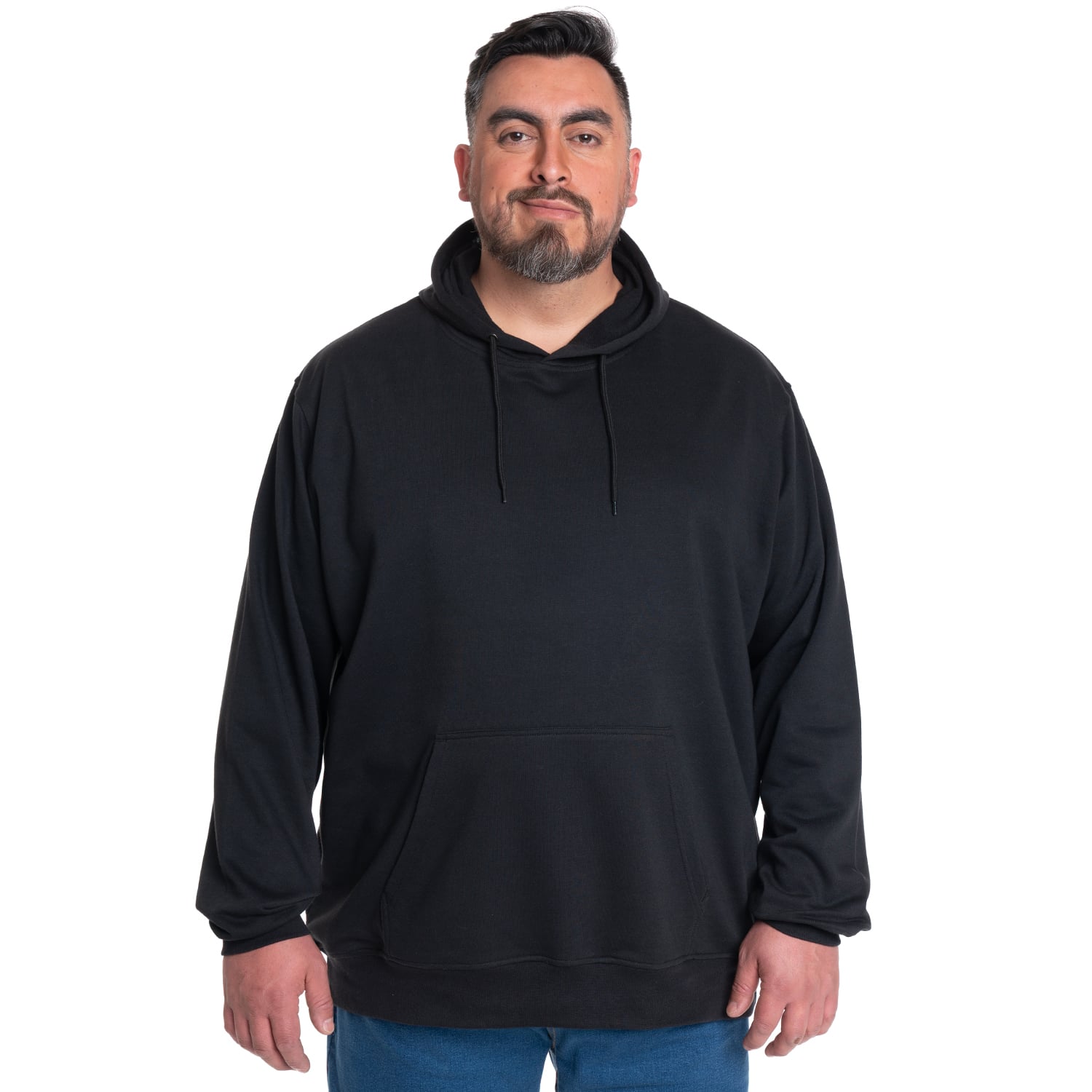 POLERON HOMBRE HOODIE PUÑOS Y CINTURA PRETINA | NEGRO - 5