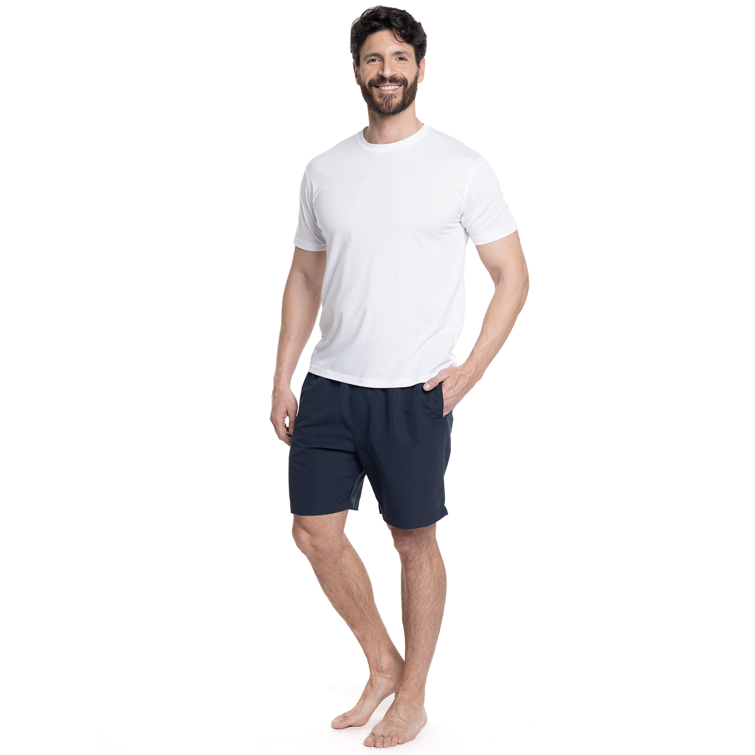 TRAJE DE BAÑO HOMBRE LISO PRETINA ELASTICADA CORDONES | AZUL MARINO - 4