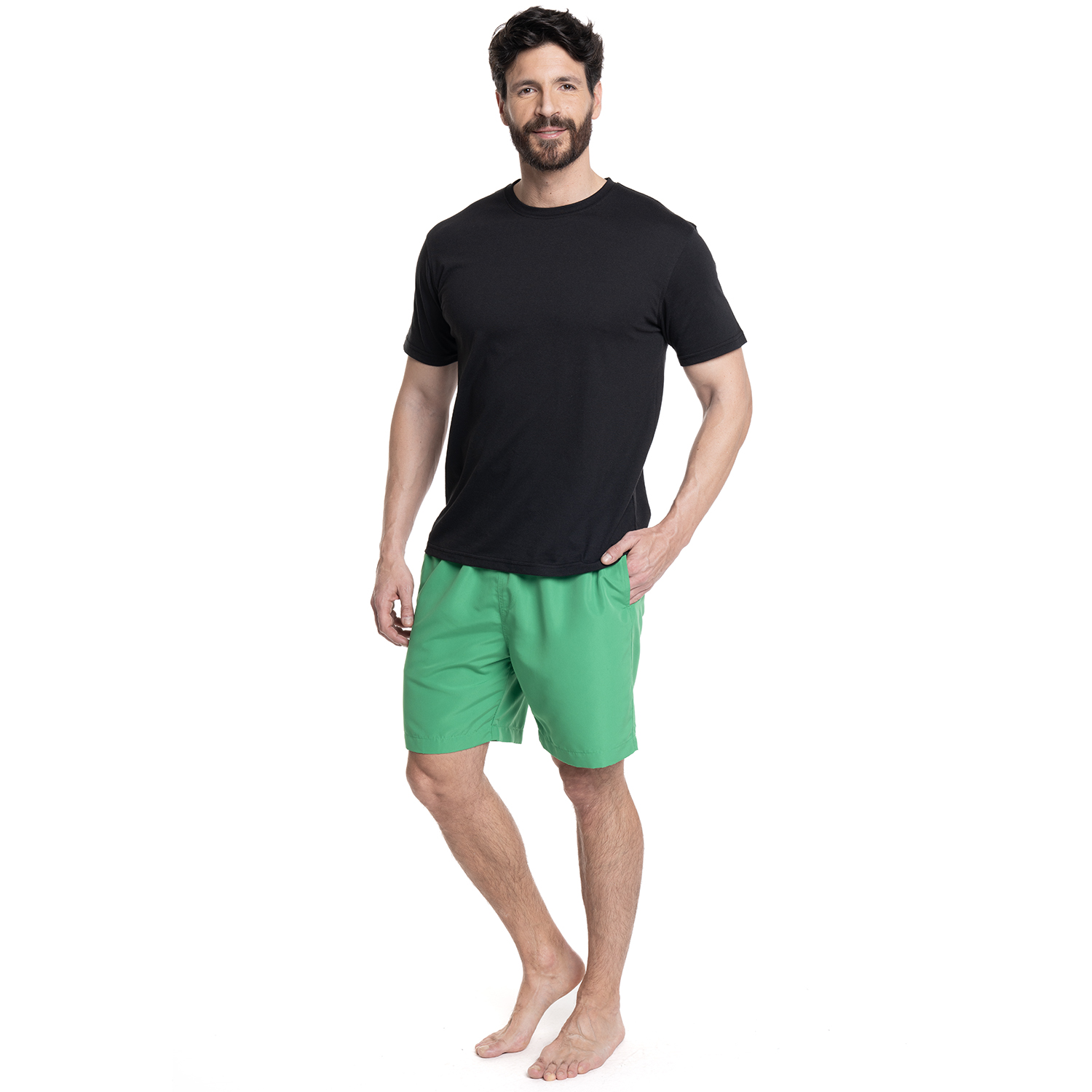 TRAJE DE BAÑO HOMBRE LISO PRETINA ELASTICADA CORDONES | VERDE MANZANA - 4