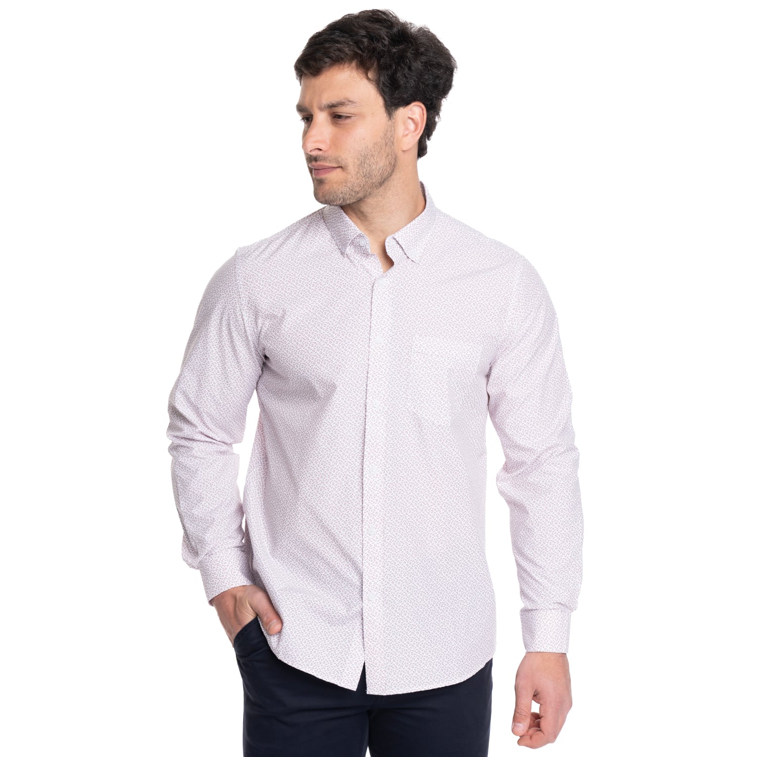 CAMISA HOMBRE MANGA LARGA TREVIRA ESTAMPADA | PALO ROSA - 1
