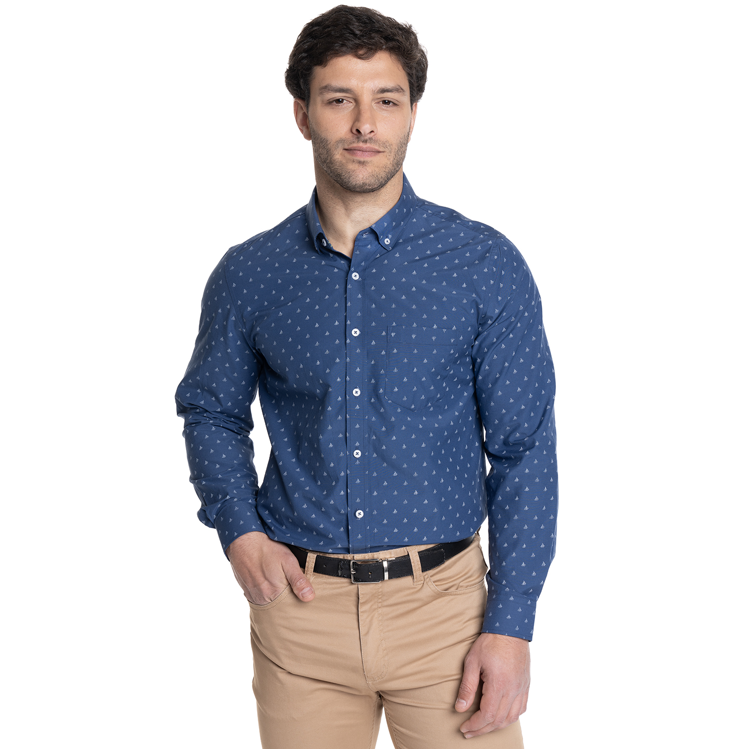 CAMISA HOMBRE MANGA LARGA TREVIRA ESTAMPADA | AZUL - 1