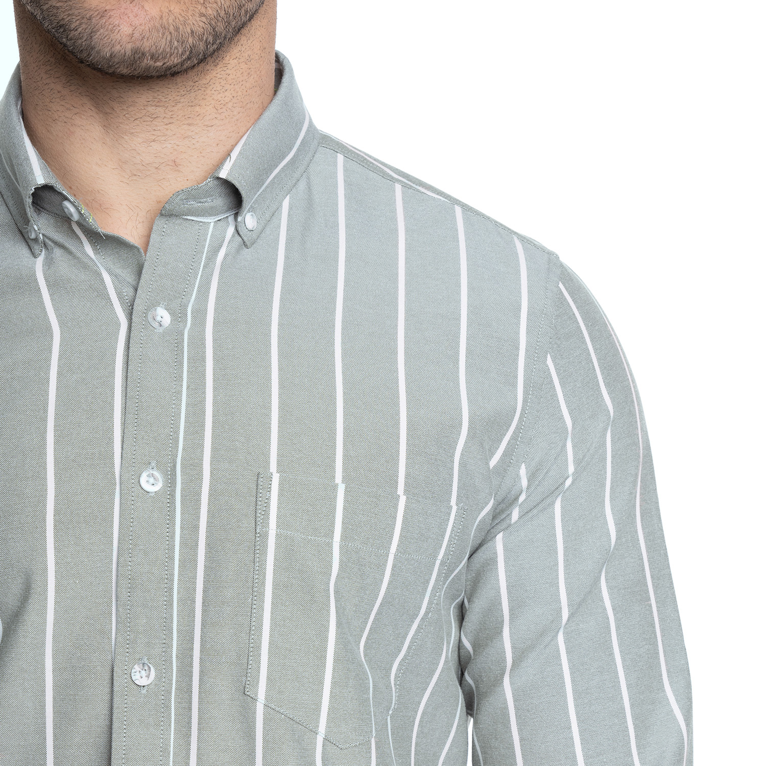 CAMISA HOMBRE MANGA LARGA OXFORD LISTADA | VERDE - 3