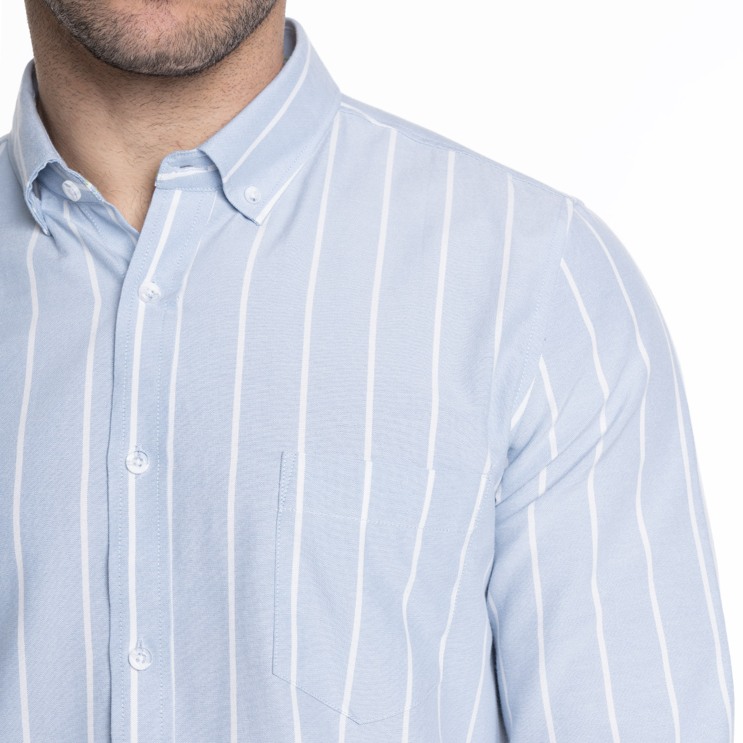 CAMISA HOMBRE MANGA LARGA OXFORD LISTADA | AZUL - 3