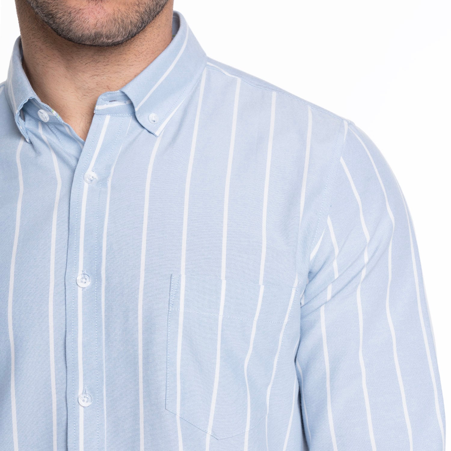 CAMISA HOMBRE MANGA LARGA OXFORD LISTADA | AZUL - 3
