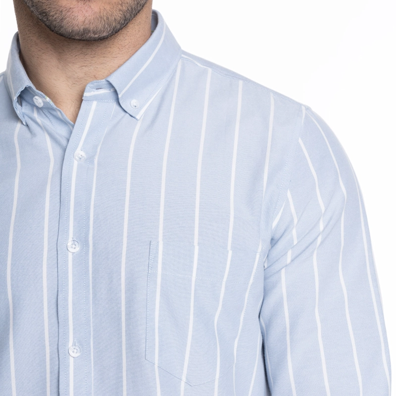 CAMISA HOMBRE MANGA LARGA OXFORD LISTADA | AZUL - 3