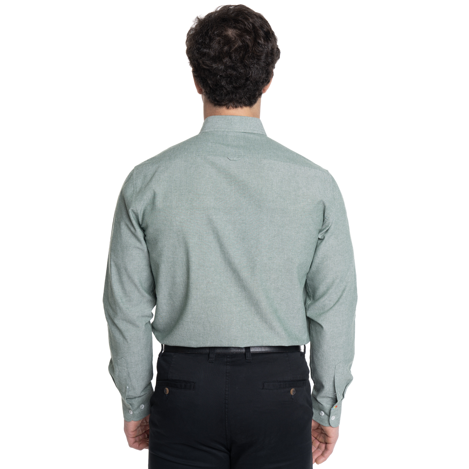 CAMISA HOMBRE MANGA LARGA CUELLO SEMI ITALIANO CHAMBRAY | VERDE - 2