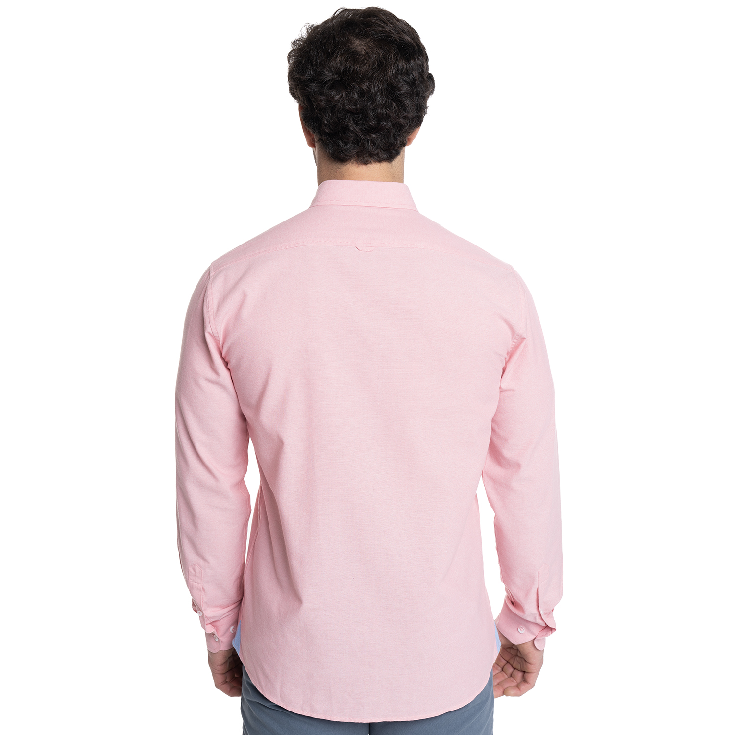 CAMISA HOMBRE MANGA LARGA CUELLO SEMI ITALIANO CHAMBRAY | ROSADO - 2