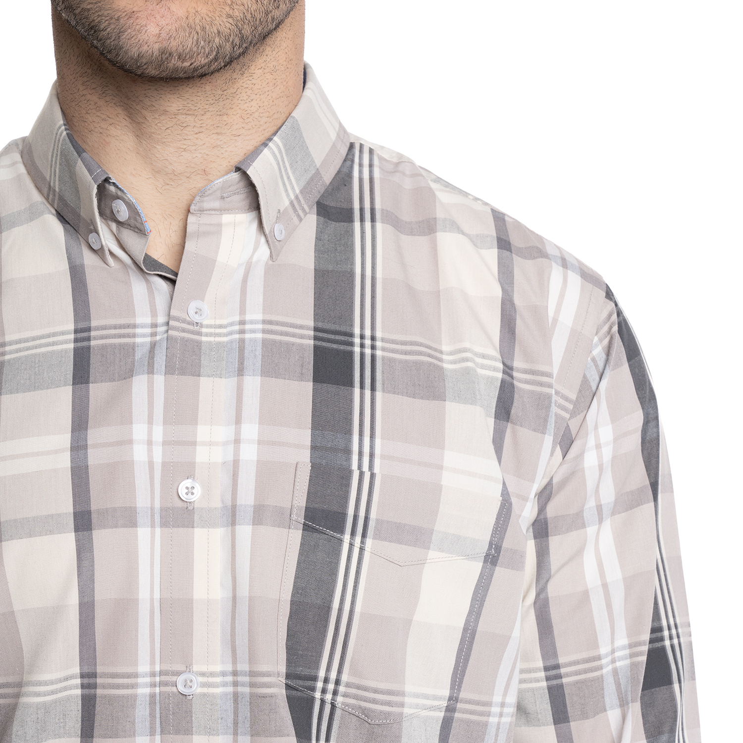 CAMISA HOMBRE MANGA LARGA TREVIRA CUADROS | KHAKI - 3