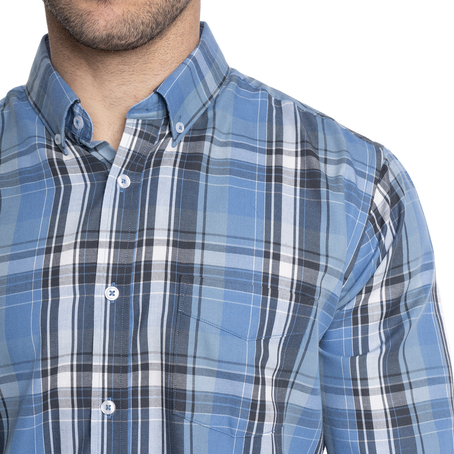 CAMISA HOMBRE MANGA LARGA TREVIRA CUADROS | CELESTE - 3