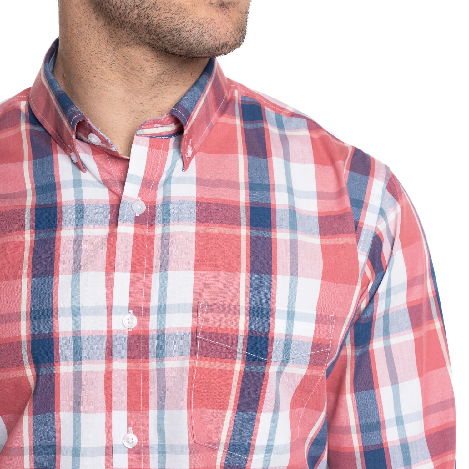 CAMISA HOMBRE MANGA LARGA TREVIRA CUADROS | ROSADO - 3