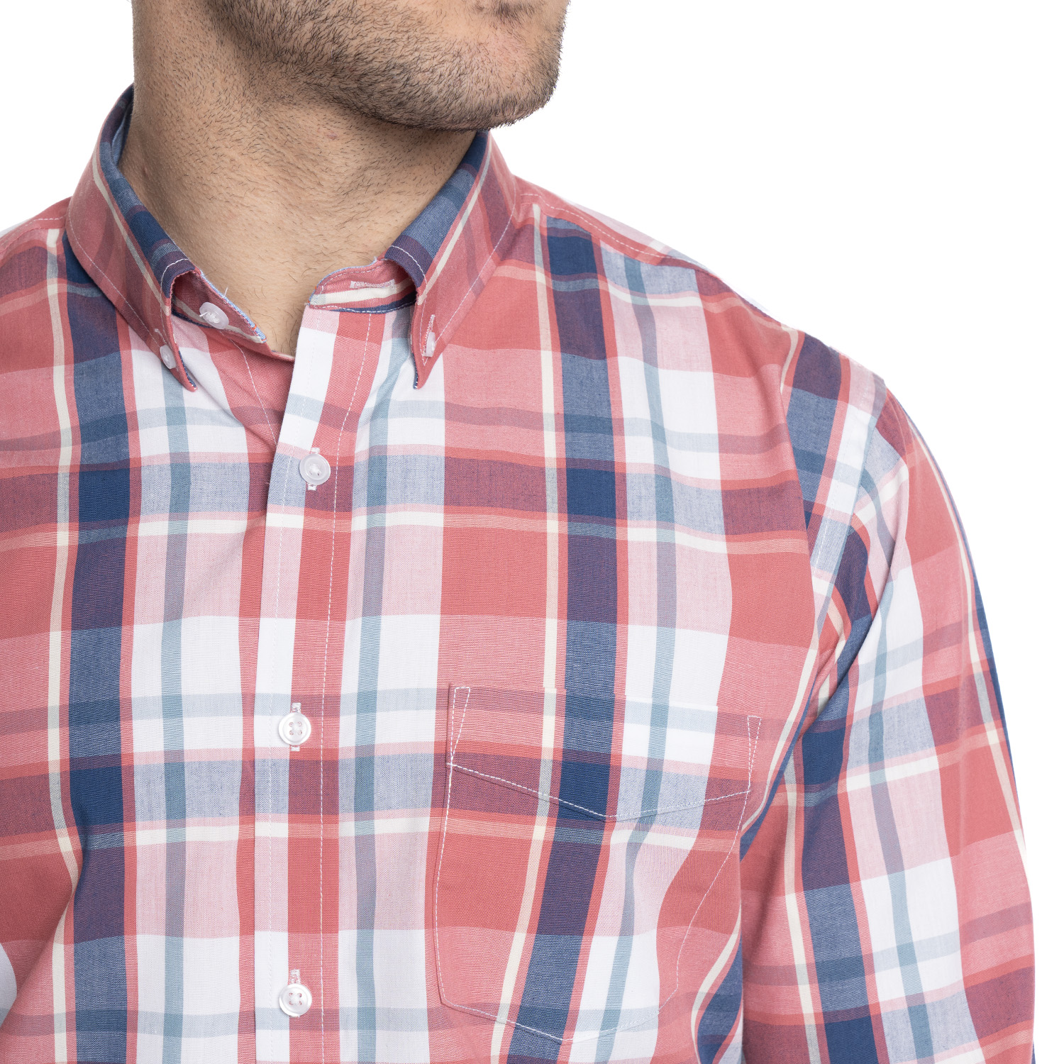 CAMISA HOMBRE MANGA LARGA TREVIRA CUADROS | ROSADO - 3