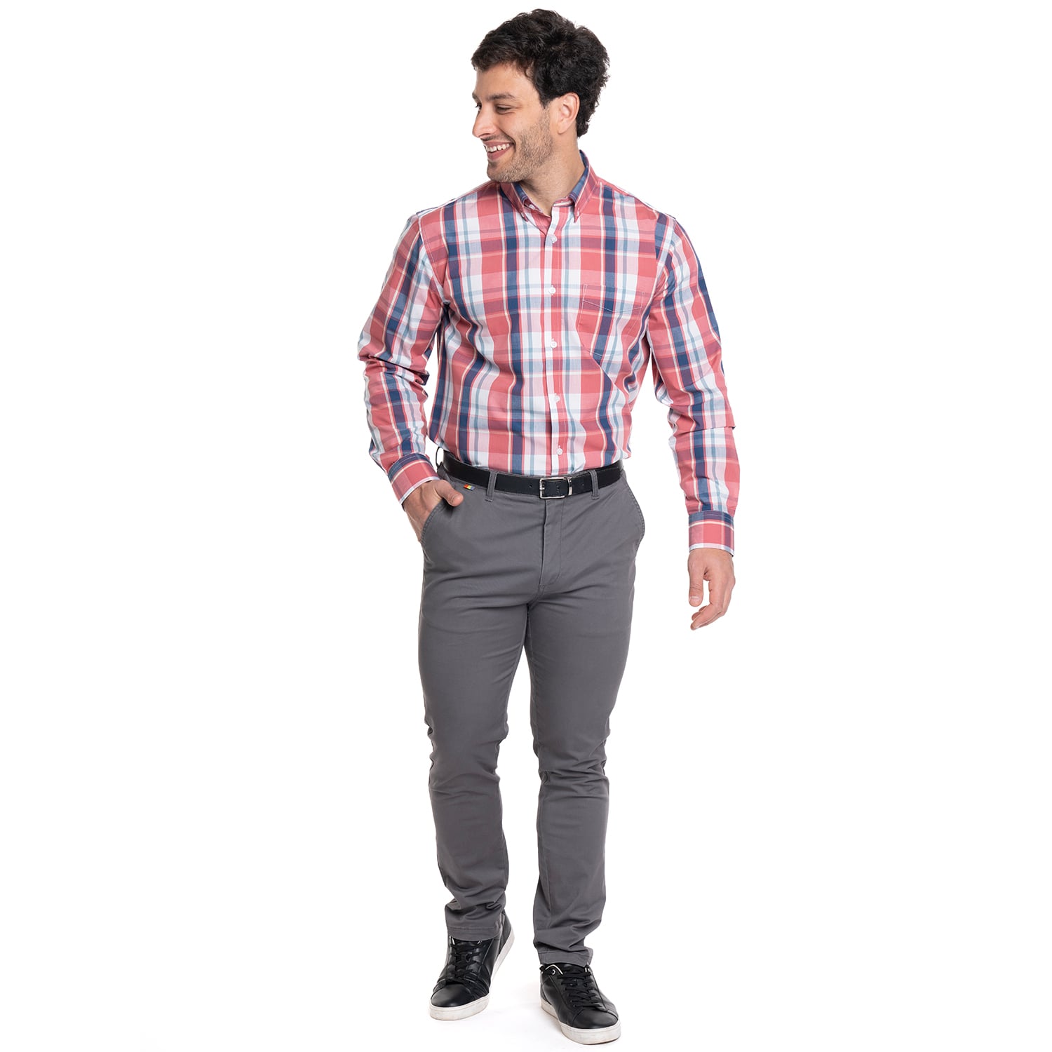 CAMISA HOMBRE MANGA LARGA TREVIRA CUADROS | ROSADO - 4