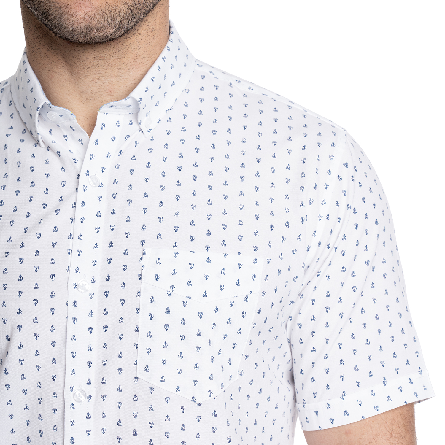 CAMISA HOMBRE MANGA CORTA ESTAMPADA OXFORD | BLANCO - 3