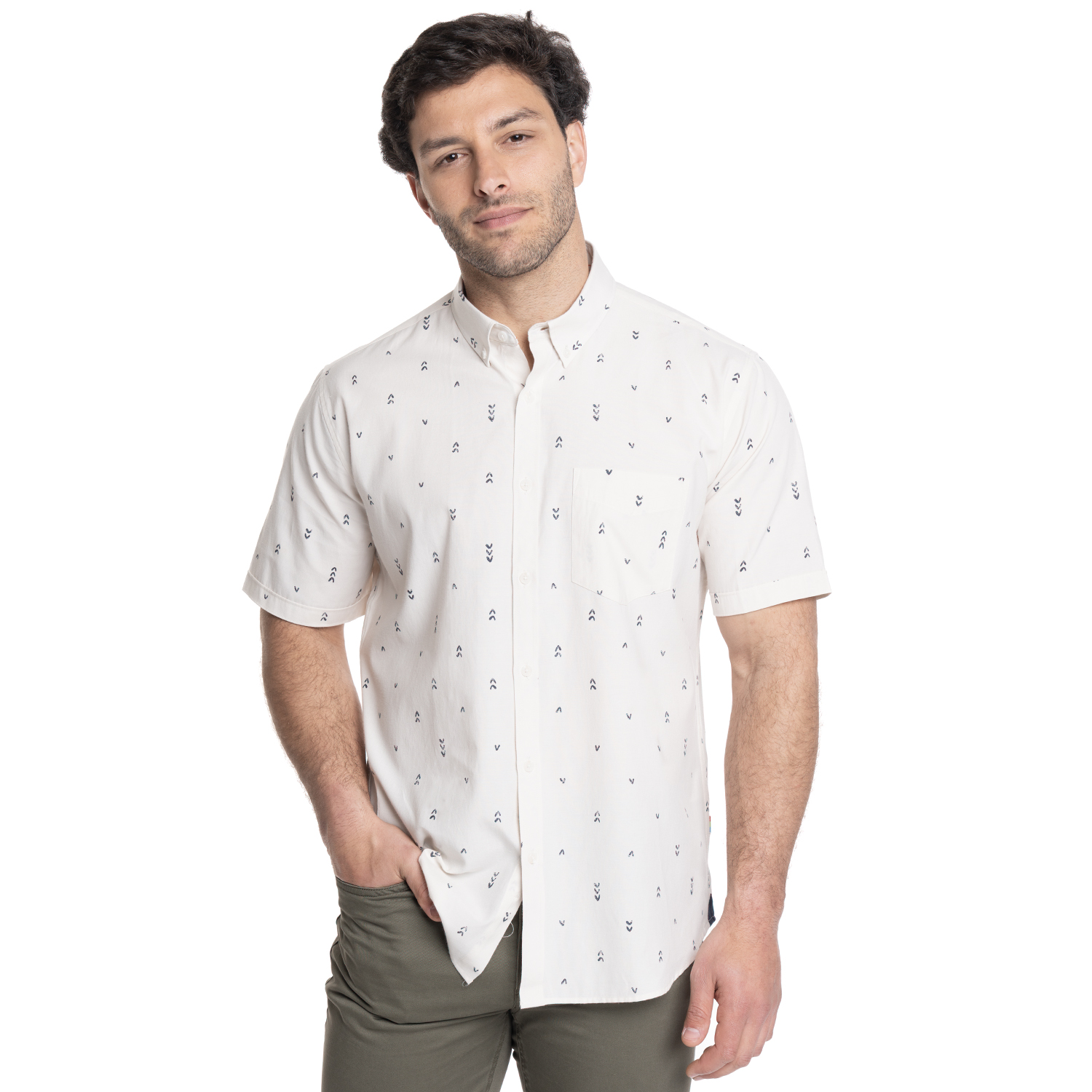 CAMISA HOMBRE MANGA CORTA OXFORD | CREMA - 1