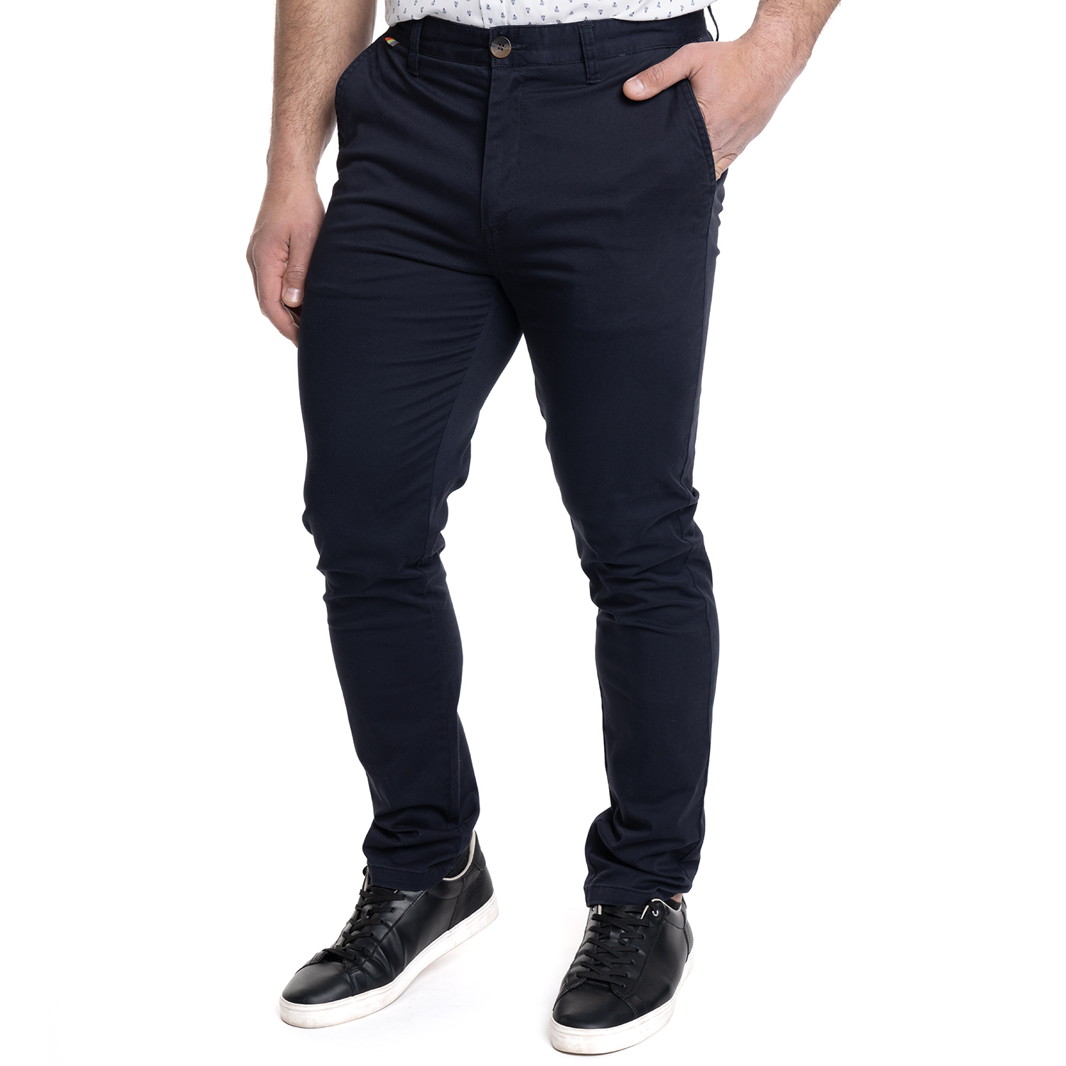 PANTALON HOMBRE FRENTE PLANO SPANDEX | AZUL MARINO - 1