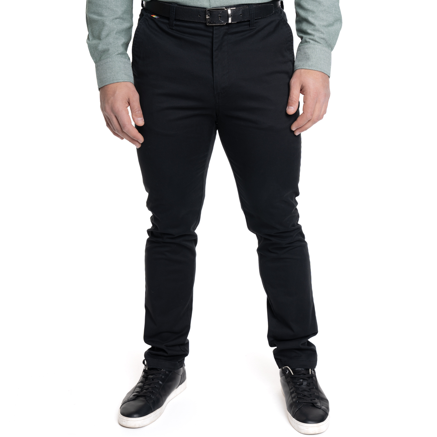 PANTALON HOMBRE FRENTE PLANO SPANDEX | NEGRO - 1