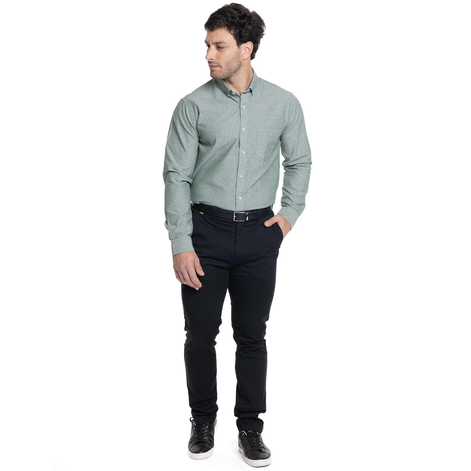 PANTALON HOMBRE FRENTE PLANO SPANDEX | NEGRO - 4