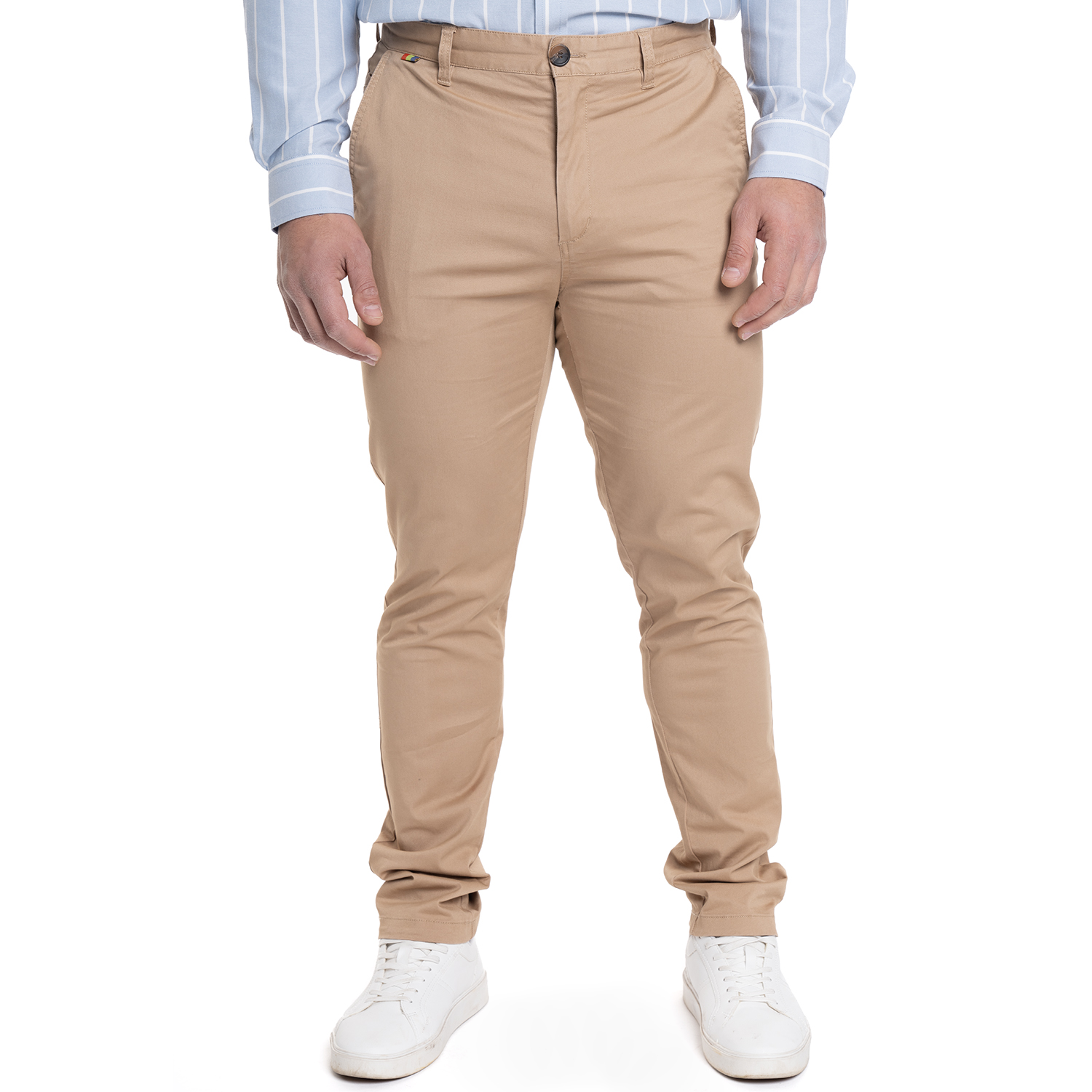 PANTALON HOMBRE FRENTE PLANO SPANDEX | CAFE - 1