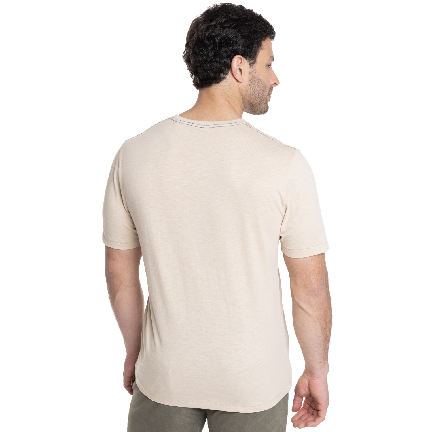 POLERA HOMBRE CUELLO REDONDO ESTAMPADO FRONTAL | BEIGE - 2