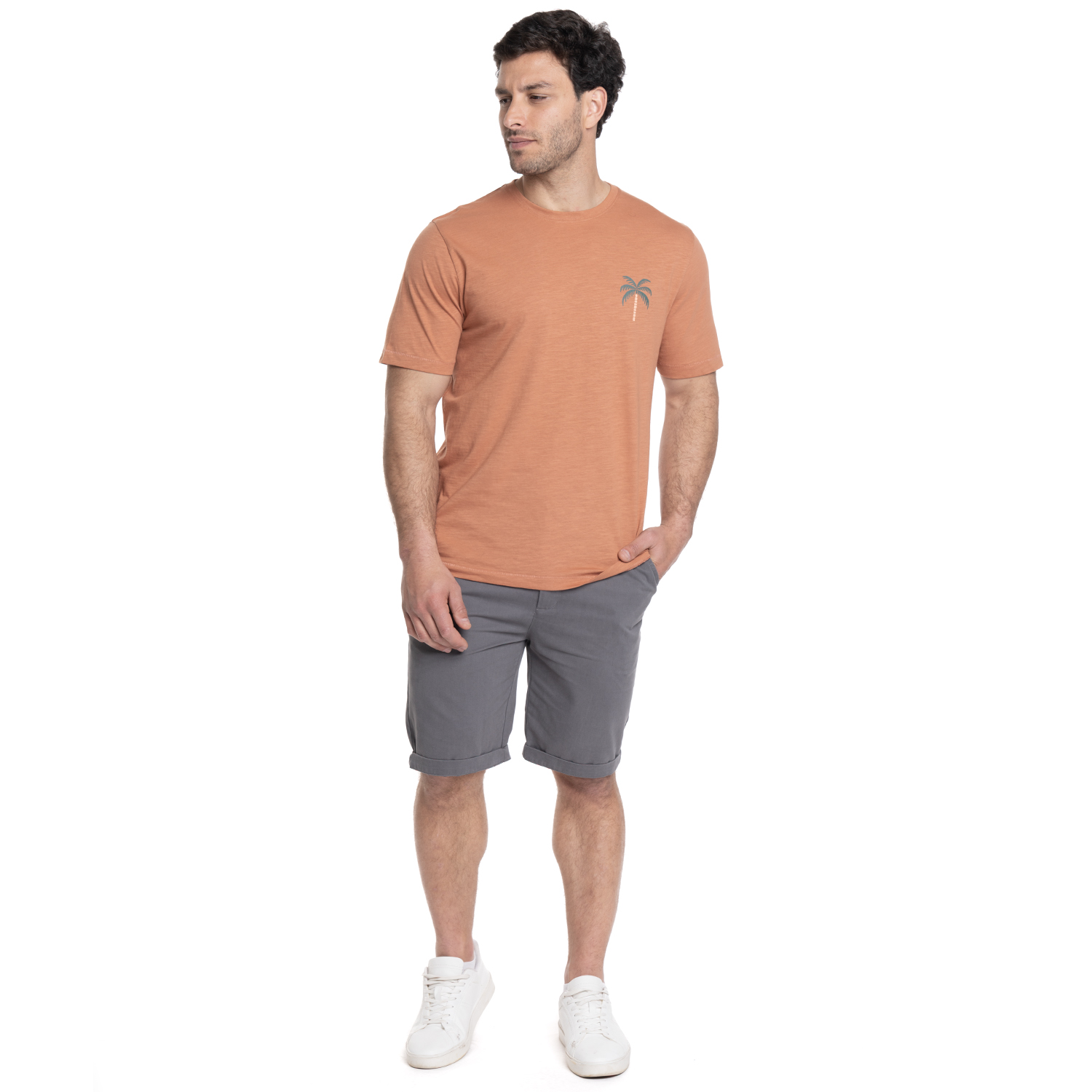 POLERA HOMBRE CUELLO REDONDO ESTAMPADO ESPALDA | NARANJA - 4