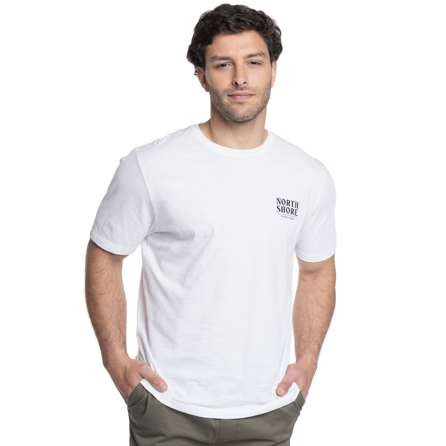 POLERA HOMBRE CUELLO REDONDO ESTAMPADO ESPALDA | BLANCO - 1