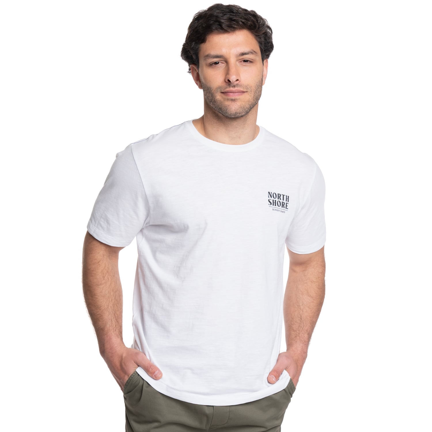 POLERA HOMBRE CUELLO REDONDO ESTAMPADO ESPALDA | BLANCO - 1
