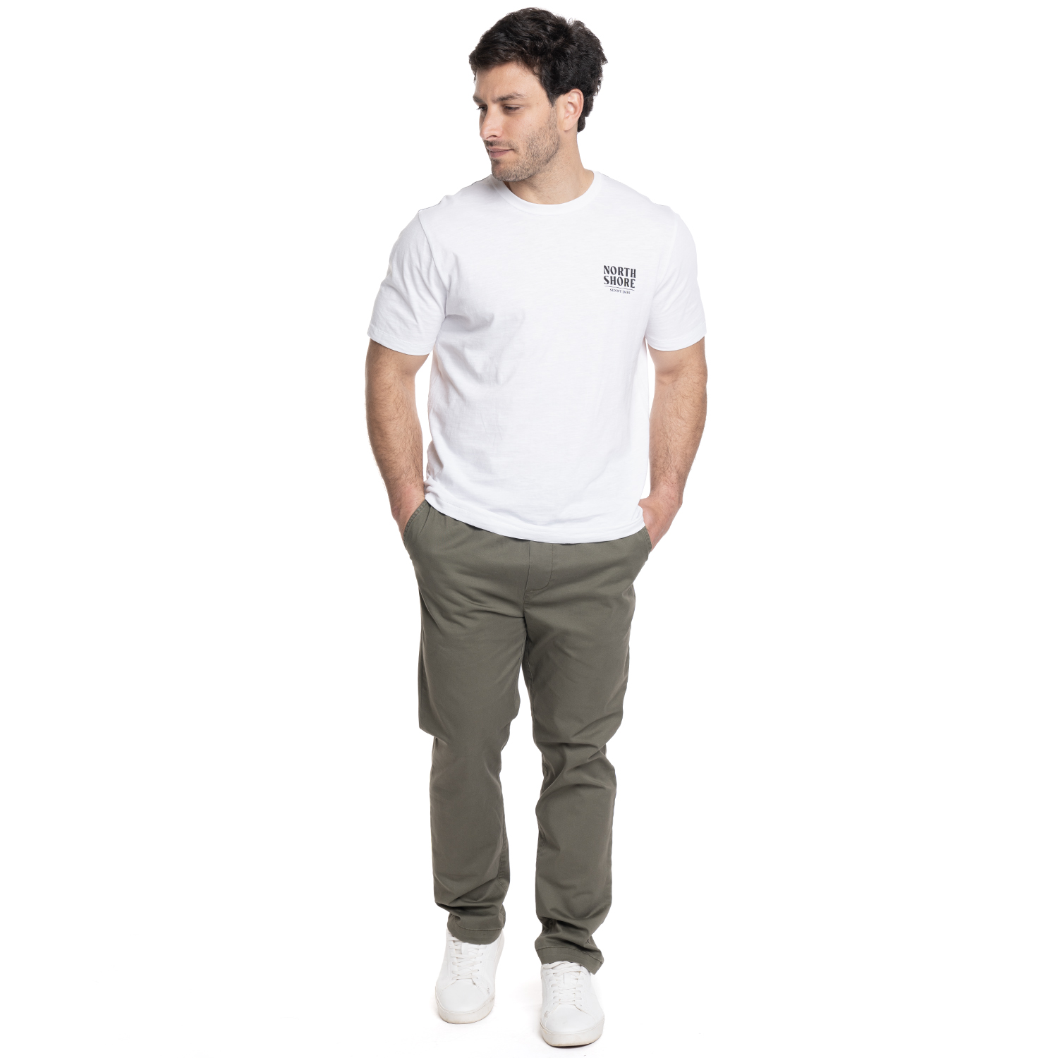 POLERA HOMBRE CUELLO REDONDO ESTAMPADO ESPALDA | BLANCO - 4