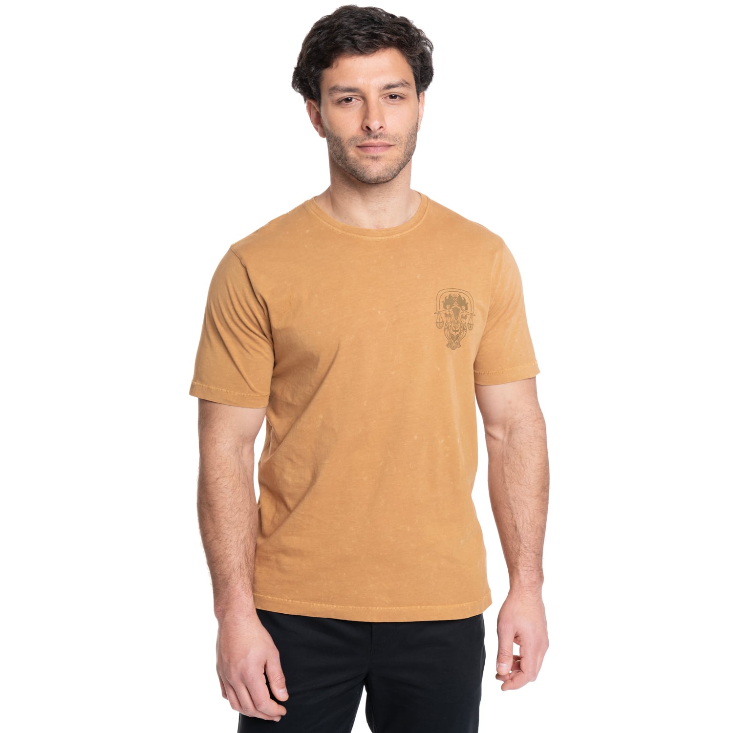 POLERA HOMBRE LOGO MODA CUELLO REDONDO | MOSTAZA - 1