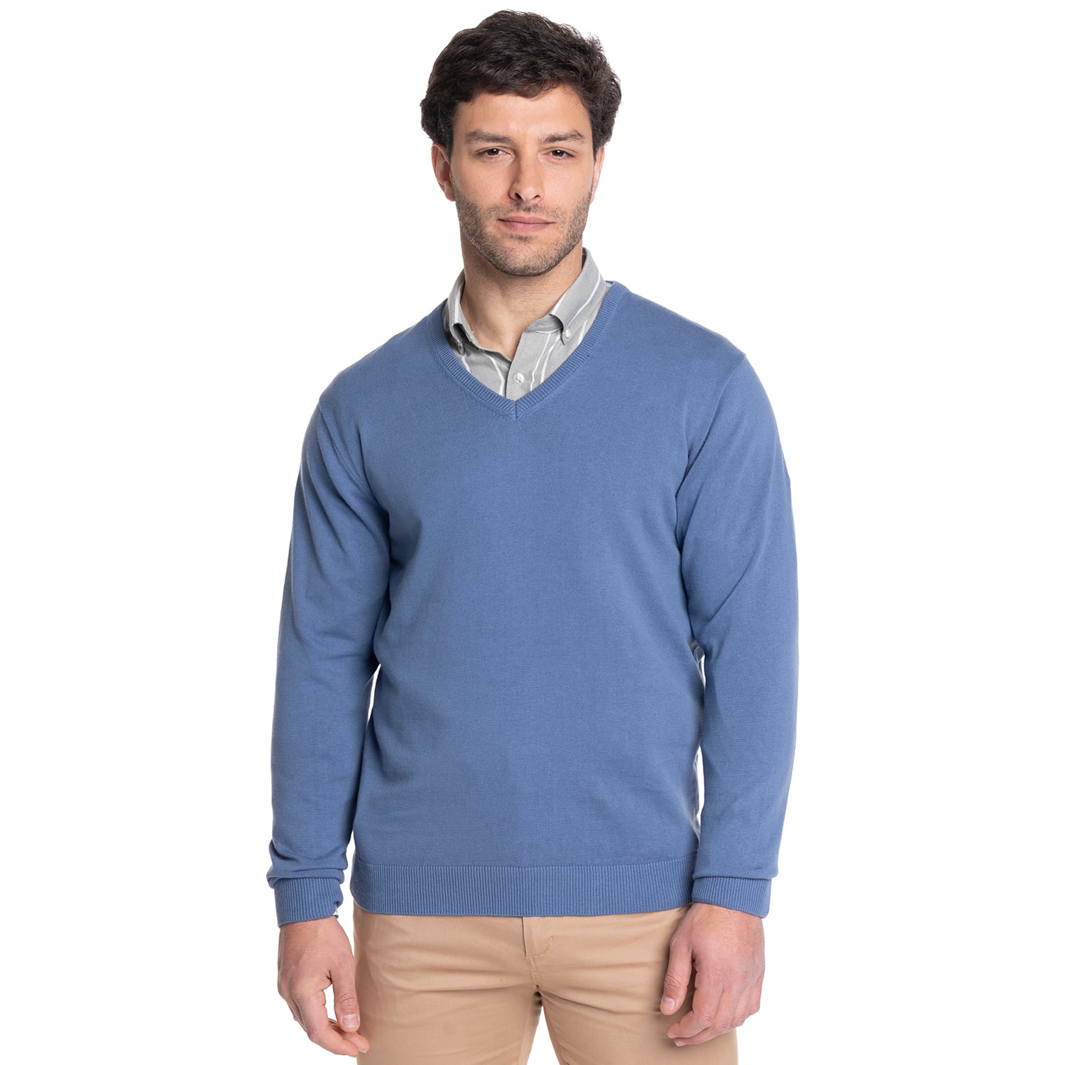 SWEATER HOMBRE CUELLO V LOOK SMART | AZUL CLARO - 1