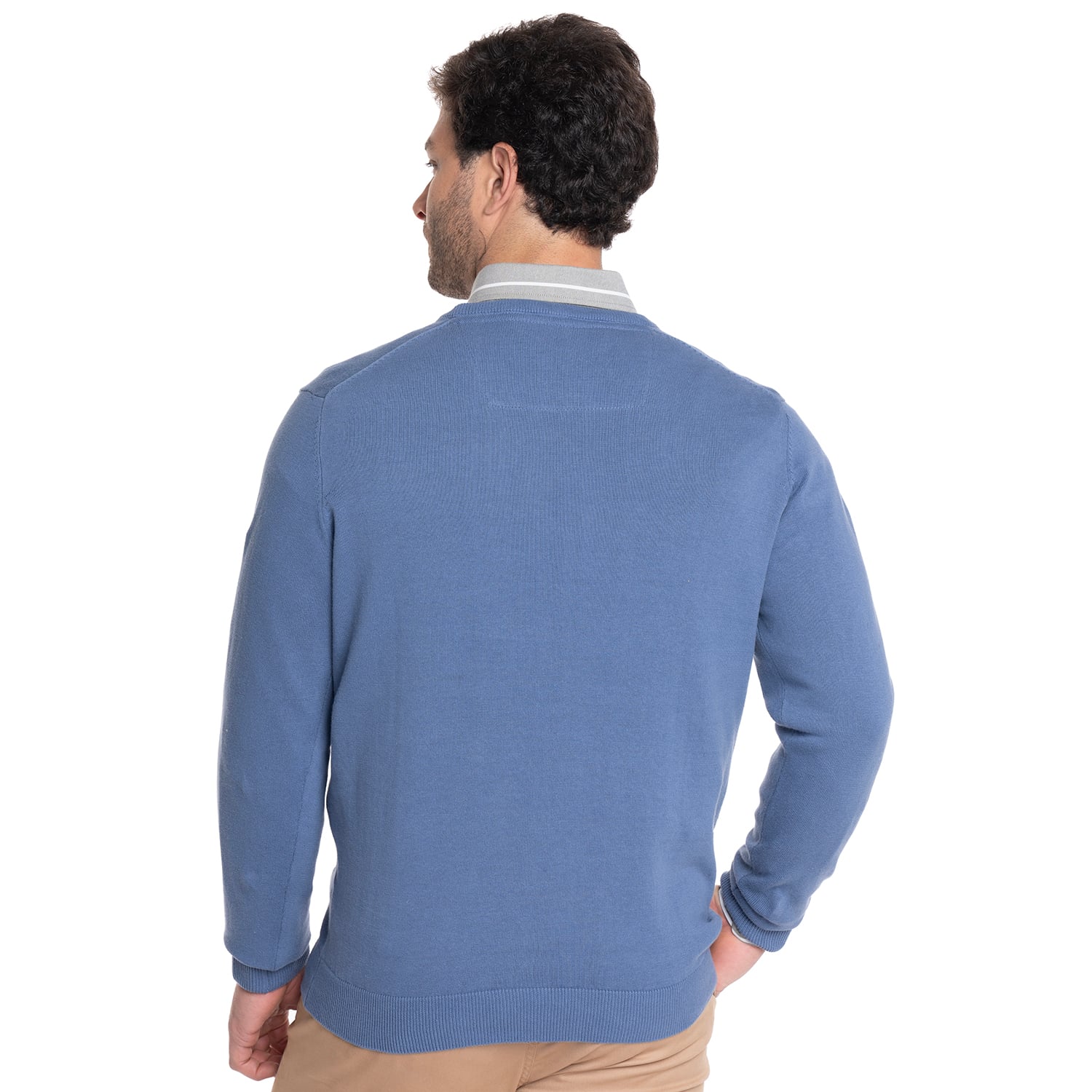 SWEATER HOMBRE CUELLO V LOOK SMART | AZUL CLARO - 2