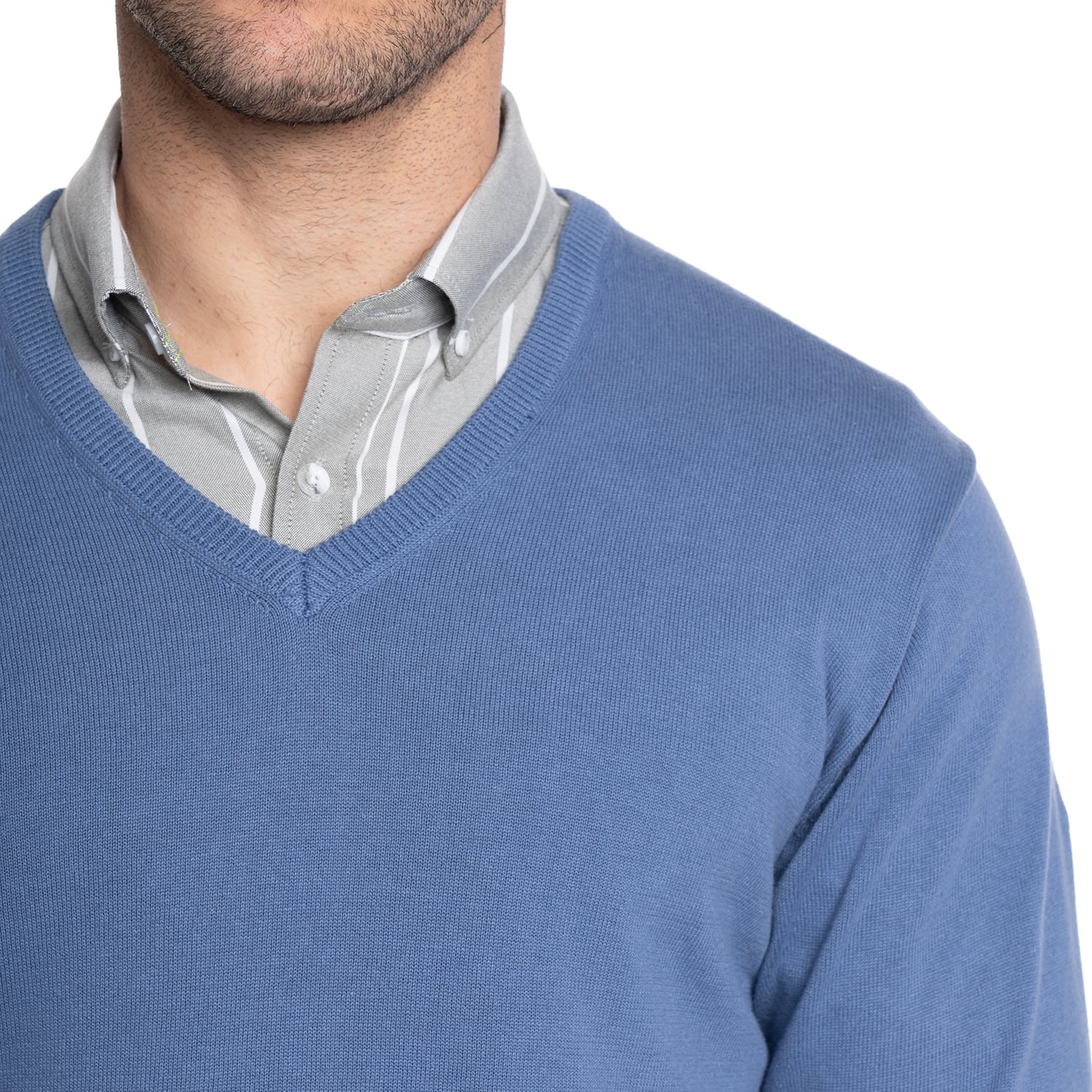 SWEATER HOMBRE CUELLO V LOOK SMART | AZUL CLARO - 3
