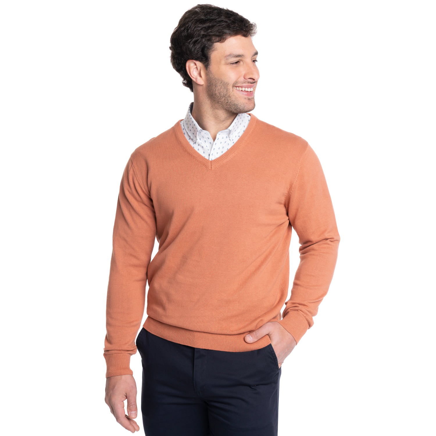 SWEATER HOMBRE CUELLO V LOOK SMART | NARANJA - 1