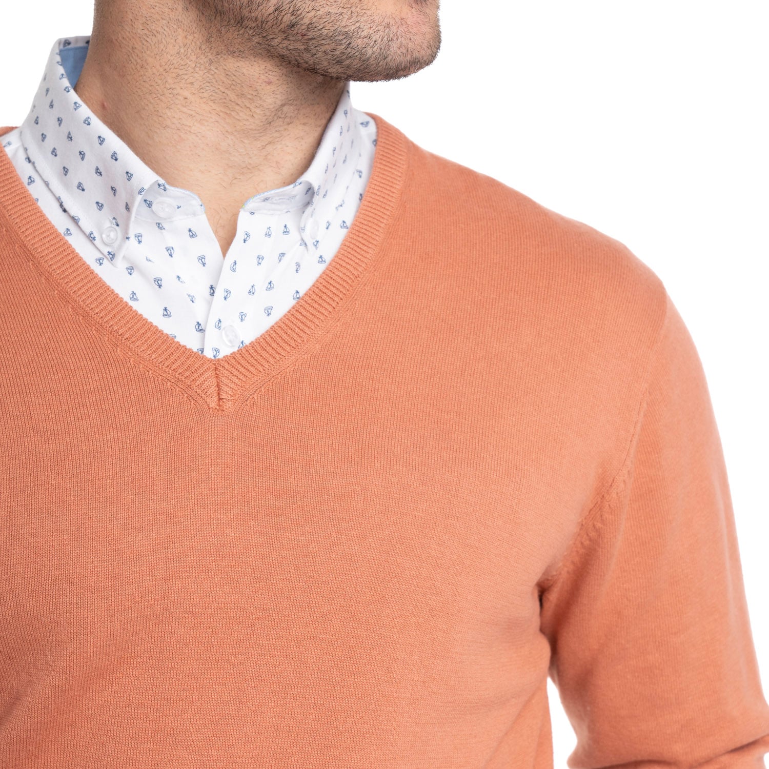SWEATER HOMBRE CUELLO V LOOK SMART | NARANJA - 3