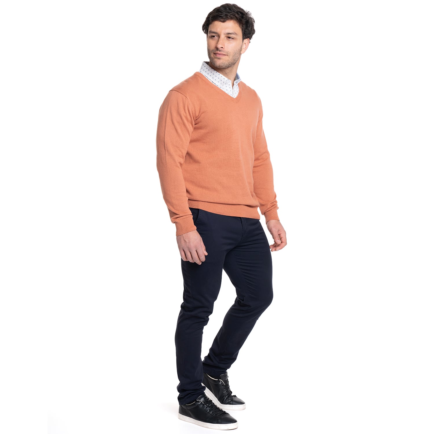 SWEATER HOMBRE CUELLO V LOOK SMART | NARANJA - 4
