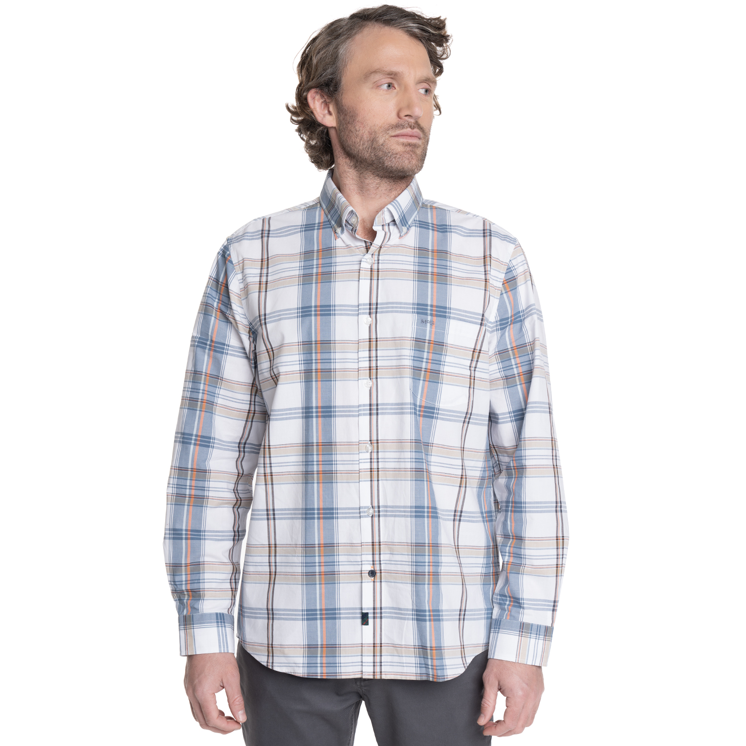 CAMISA HOMBRE MANGA LARGA ESCOCESA QUEENS. | TERRACOTA - 1
