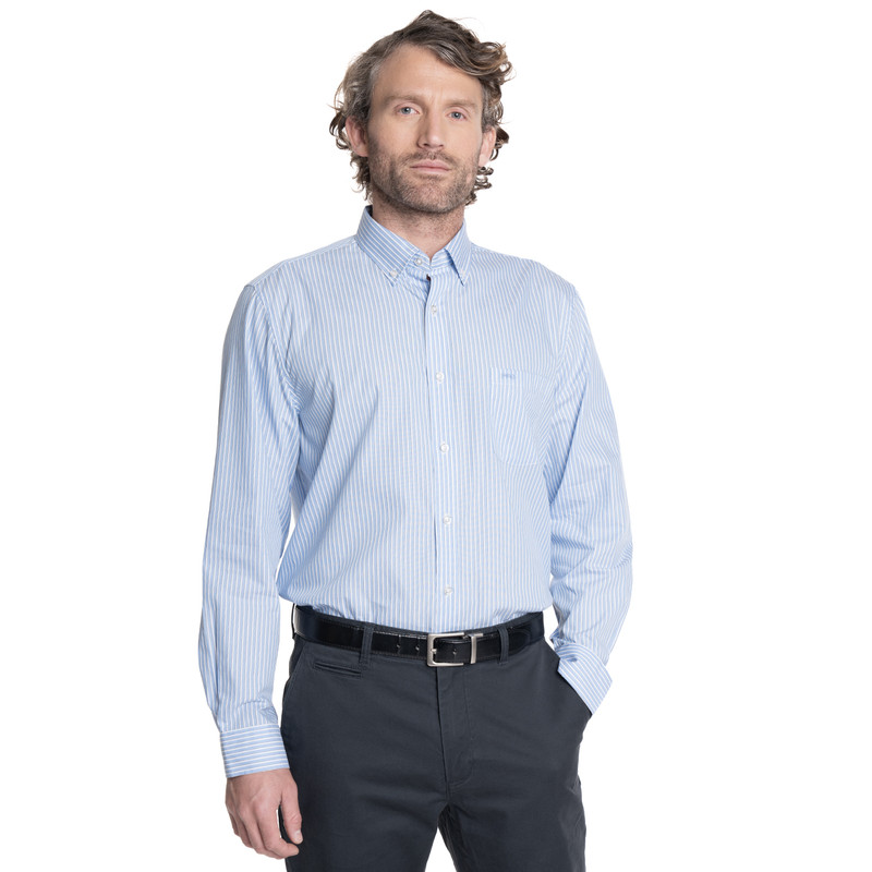 CAMISA HOMBRE MANGA LARGA SMART LISTADA ROCKEFELLER. | AZUL CLARO - 1