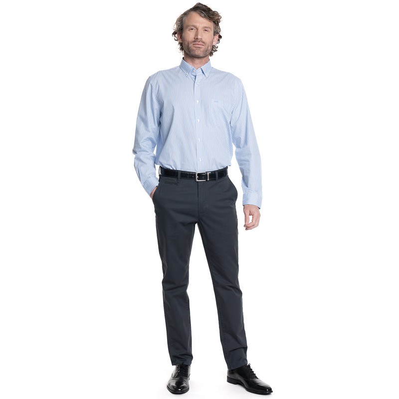 CAMISA HOMBRE MANGA LARGA SMART LISTADA ROCKEFELLER. | AZUL CLARO - 4
