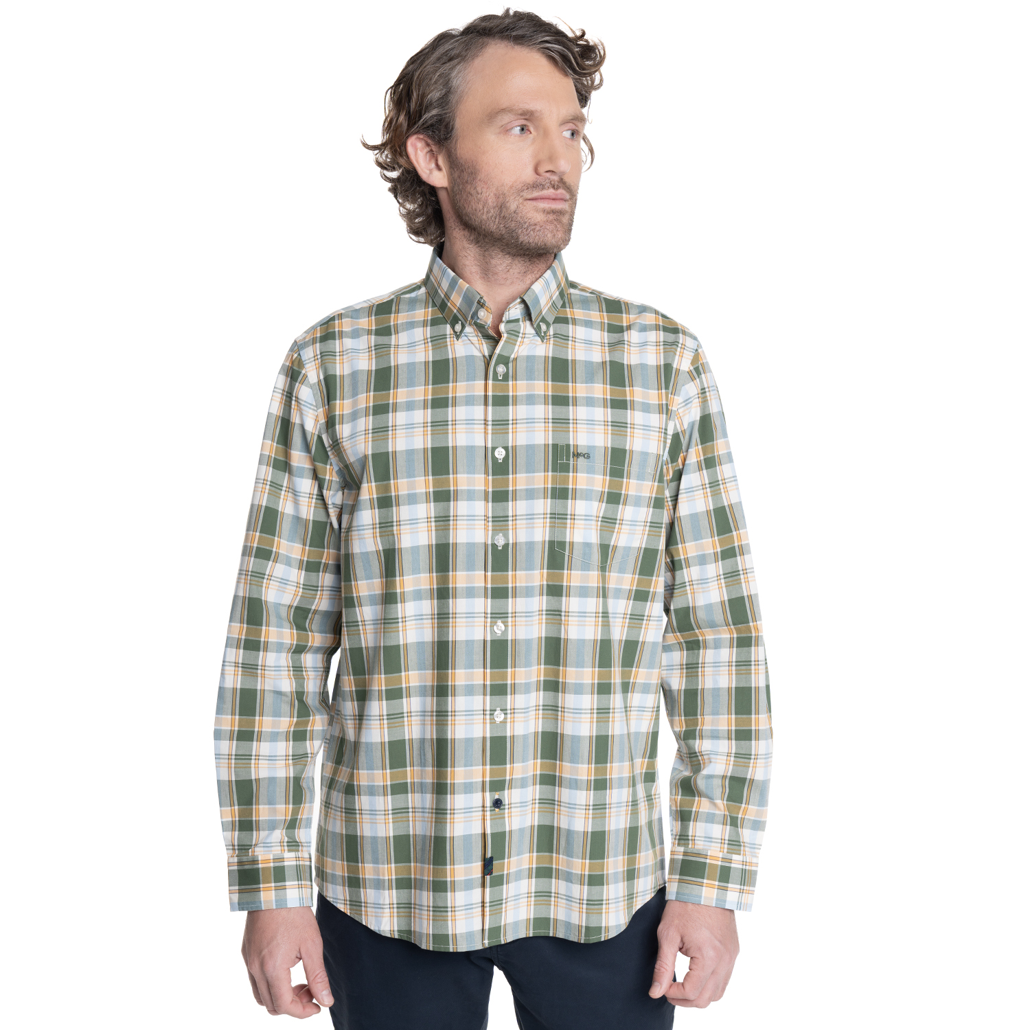 CAMISA HOMBRE MANGA LARGA ESCOCESA QUEENS. | VERDE MUSGO - 1