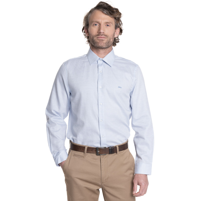 CAMISA HOMBRE MANGA LARGA JACQUARD WILLIAMSBURG. | AZUL - 1