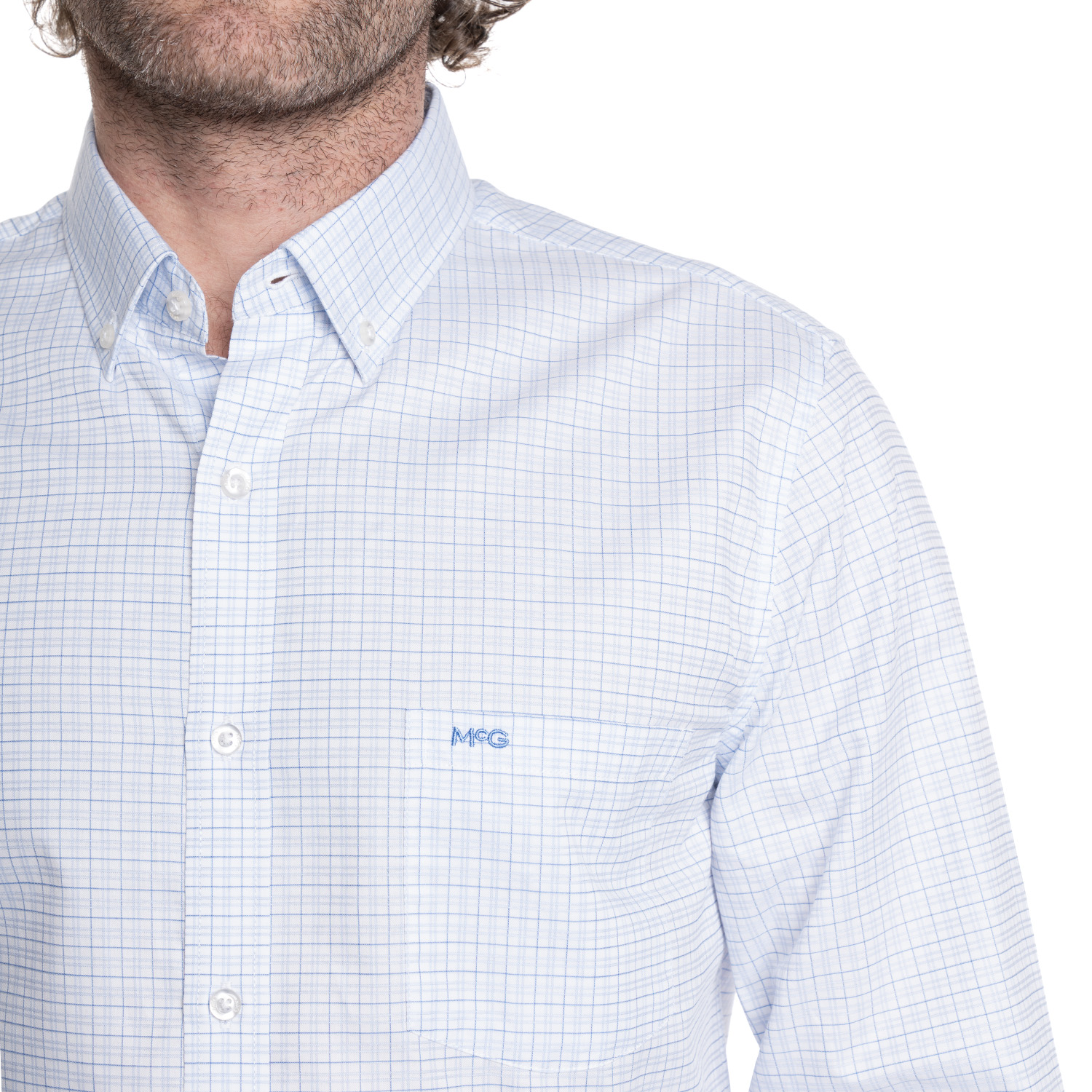CAMISA HOMBRE MANGA LARGA SMART CUADROS WALL STREET. | BLANCO - 3