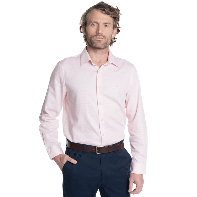 CAMISA HOMBRE MANGA LARGA JACQUARD WILLIAMSBURG. | ROSADO - 1