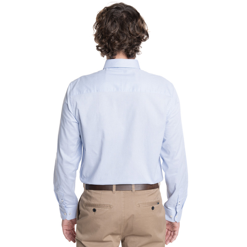 CAMISA HOMBRE MANGA LARGA SMART CUADROS WALL STREET. | AZUL CLARO - 2