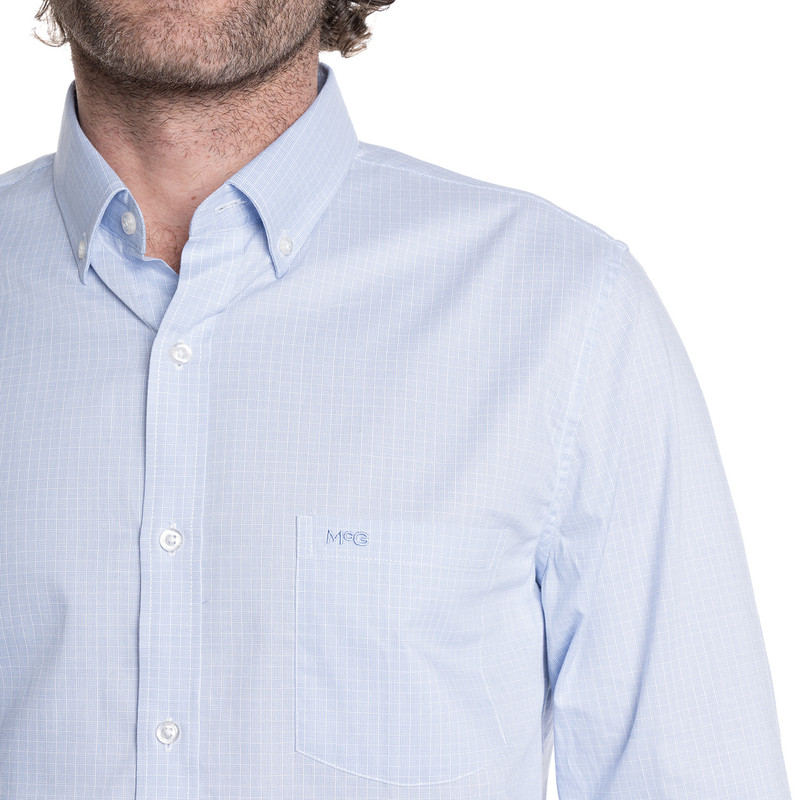 CAMISA HOMBRE MANGA LARGA SMART CUADROS WALL STREET. | AZUL CLARO - 3