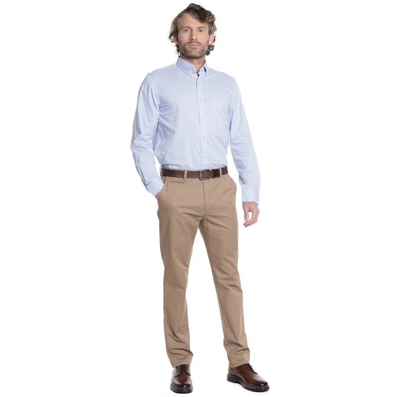 CAMISA HOMBRE MANGA LARGA SMART CUADROS WALL STREET. | AZUL CLARO - 4