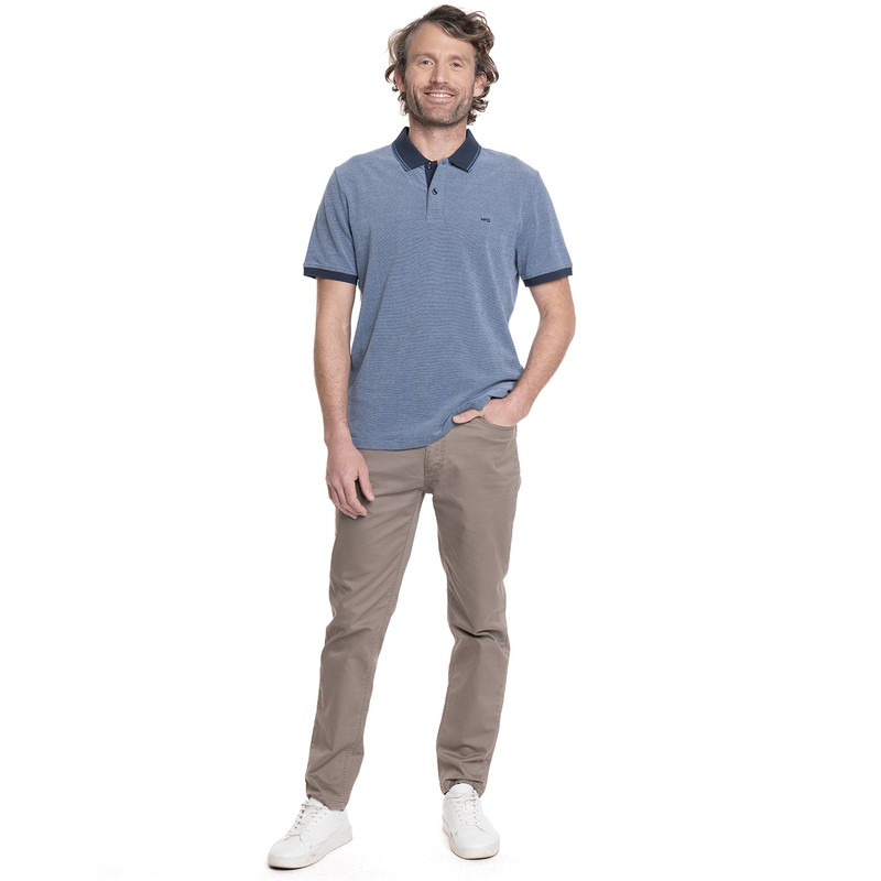 POLERA HOMBRE MANGA CORTA JACQUARD CHELSEA. | CELESTE - 4