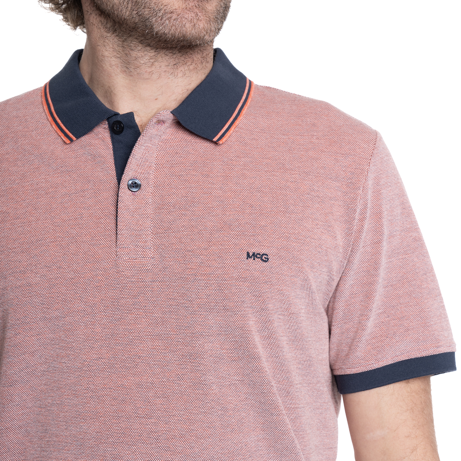 POLERA HOMBRE MANGA CORTA JACQUARD CHELSEA. | NARANJA - 3
