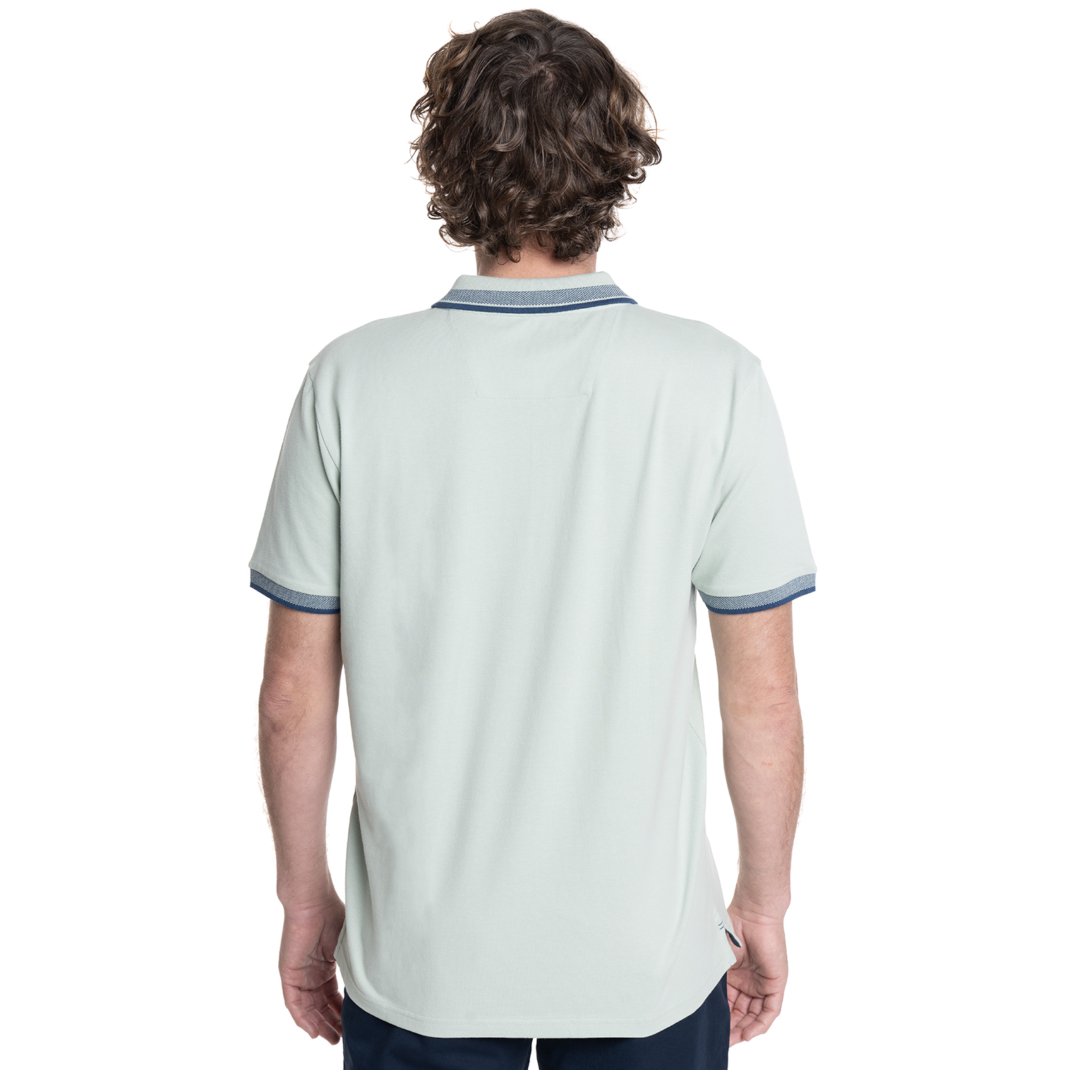 POLERA HOMBRE PIQUE MANGA CORTA CUELLO JACQUARD BUSHWICK. | VERDE CLARO - 2