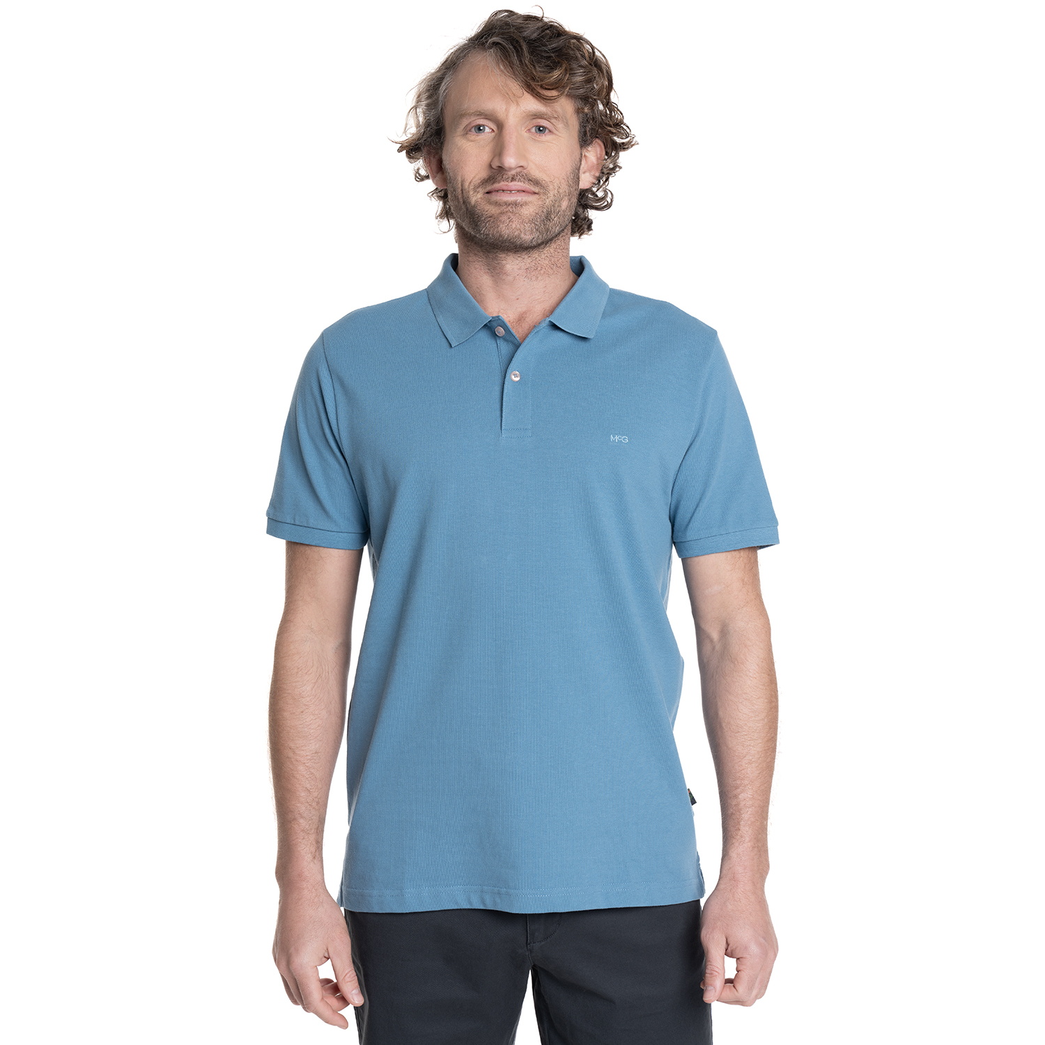 POLERA HOMBRE PIQUE MANGA CORTA LISA HUMPTONS. | AZUL - 1